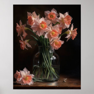 Pink Daffodische Blume Art Print Poster