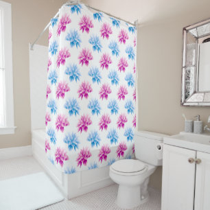 Pink Dahlia, Blue Dahla, Blumenmuster, Blume Duschvorhang