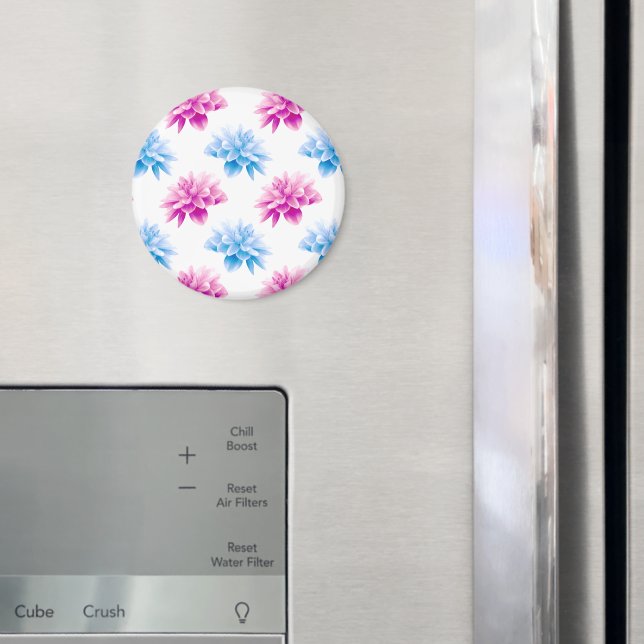 Pink Dahlia, Blue Dahla, Blumenmuster, Blume Magnet (In Situ (Kühlschrank))