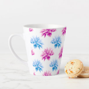 Pink Dahlia, Blue Dahla, Blumenmuster, Blume Milchtasse