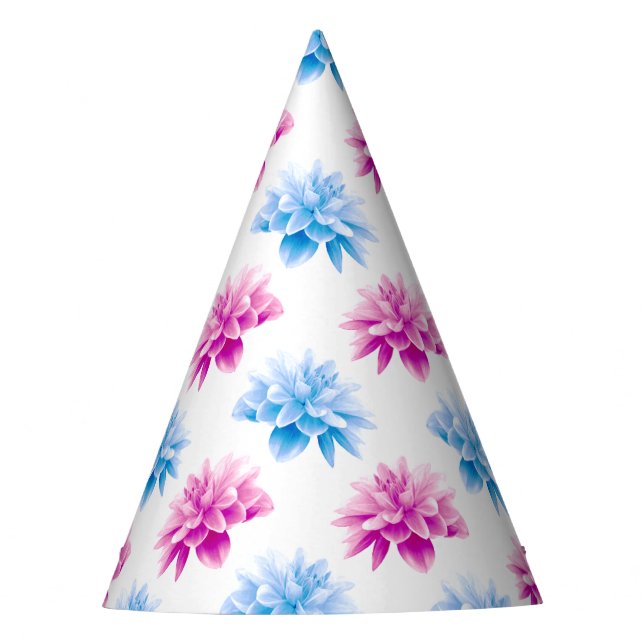 Pink Dahlia, Blue Dahla, Blumenmuster, Blume Partyhütchen (Vorderseite)