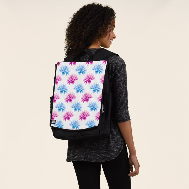 Pink Dahlia, Blue Dahla, Blumenmuster, Blume Rucksack (Ausgewaschen)