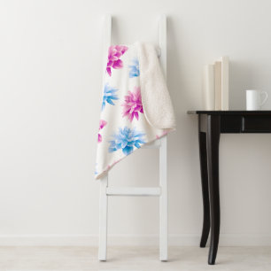 Pink Dahlia, Blue Dahla, Blumenmuster, Blume Sherpadecke