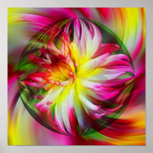 Pink Dahlia Blume Energies Abstrakt Art Poster