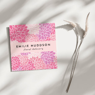 Pink Dahlia Blume, Floristina, Blume Shop Quadratische Visitenkarte