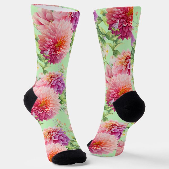 Pink Dahlia Blume Socken (Gewinkelt)