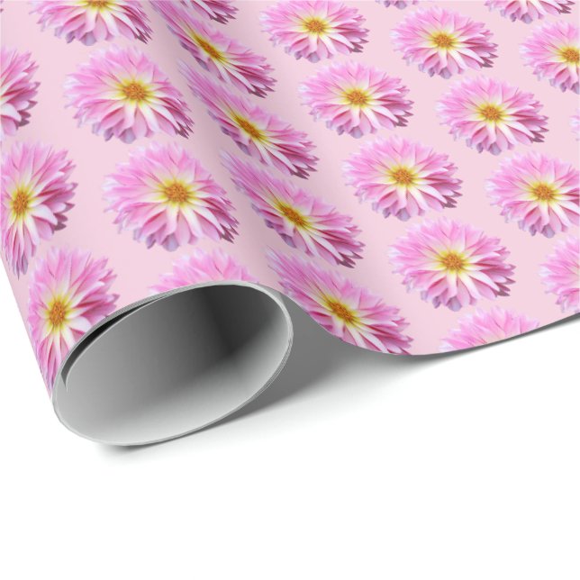 Pink Dahlia Blumenpapier mit Blume Geschenkpapier (Rolleneckpunkt)