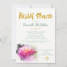 Pink Dahlia Brautparty Imitats Gold Einladung