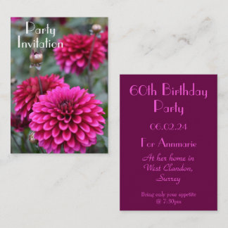 Pink Dahlia Floral Fotograf 60. Geburtstagsparty Mitteilungskarte