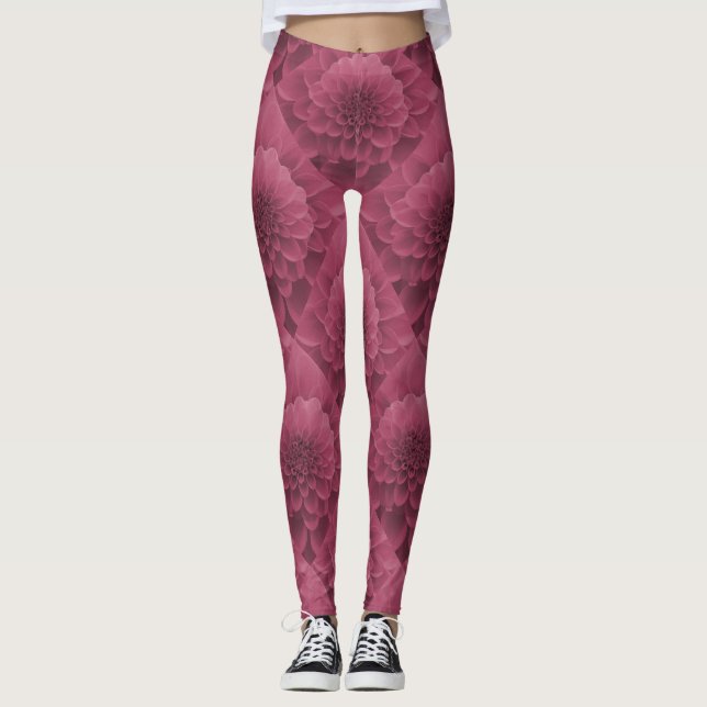 Pink Dahlia Leggings (Vorderseite)