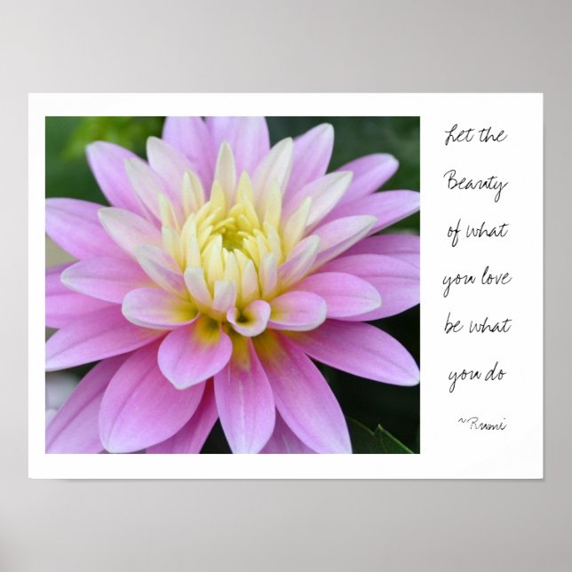 Pink Dahlia Rumi Zitat Poster (Vorne)