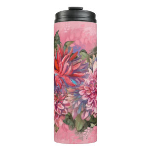 Pink Dahlia Vintage Blume Thermosbecher