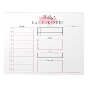 Pink Daily Planner Notepad   Pink Notizblock