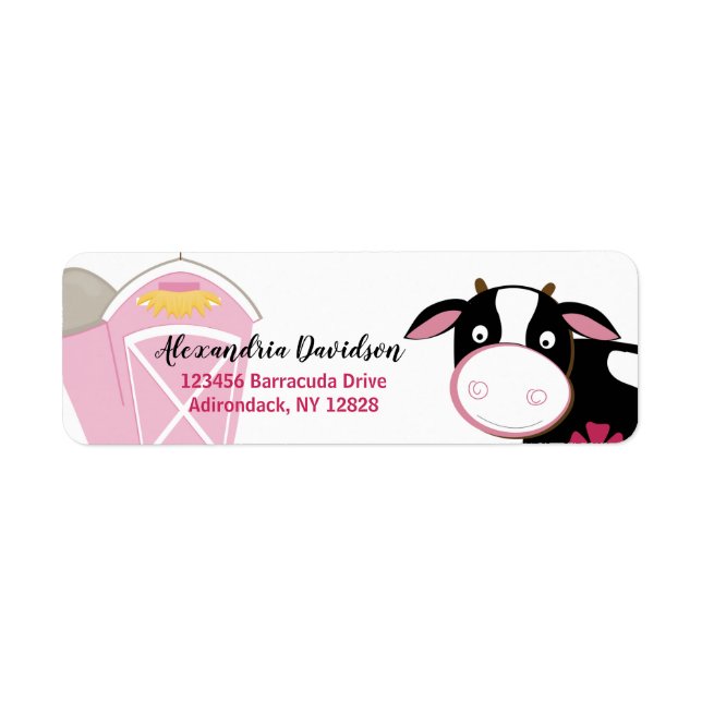 Pink Dairy Cow Custom Address Labels (Vorne)
