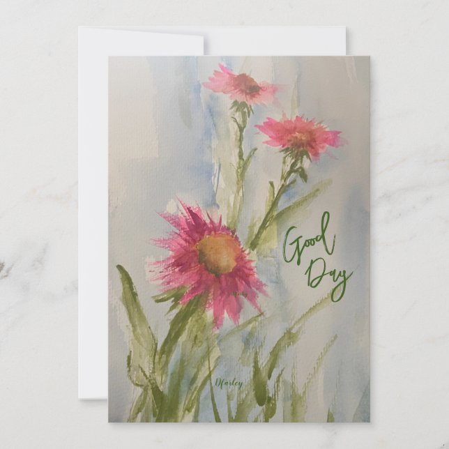 Pink Daises Notecard Einladung (Vorderseite)