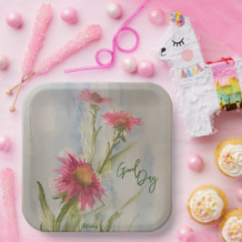 Pink Daises Papierplatten Pappteller