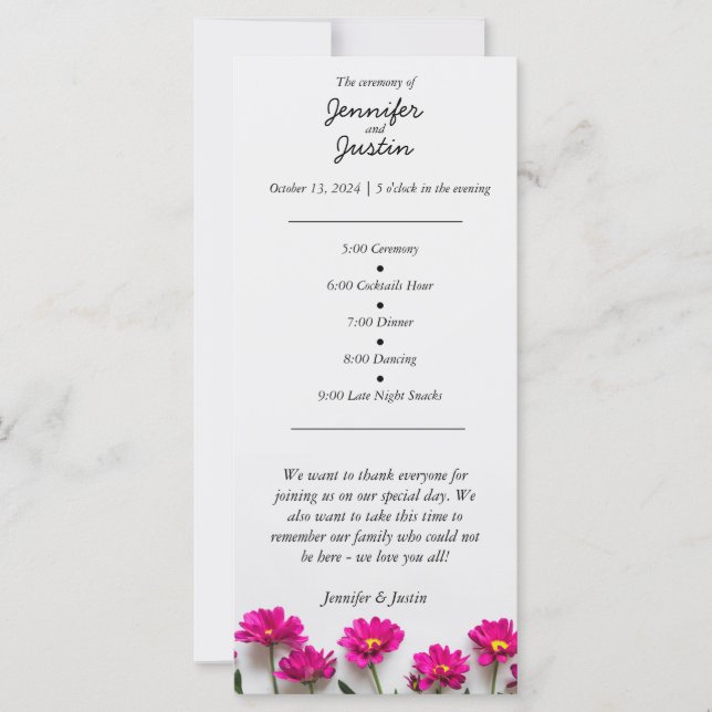 Pink Daisey Wedding Program (Vorderseite)