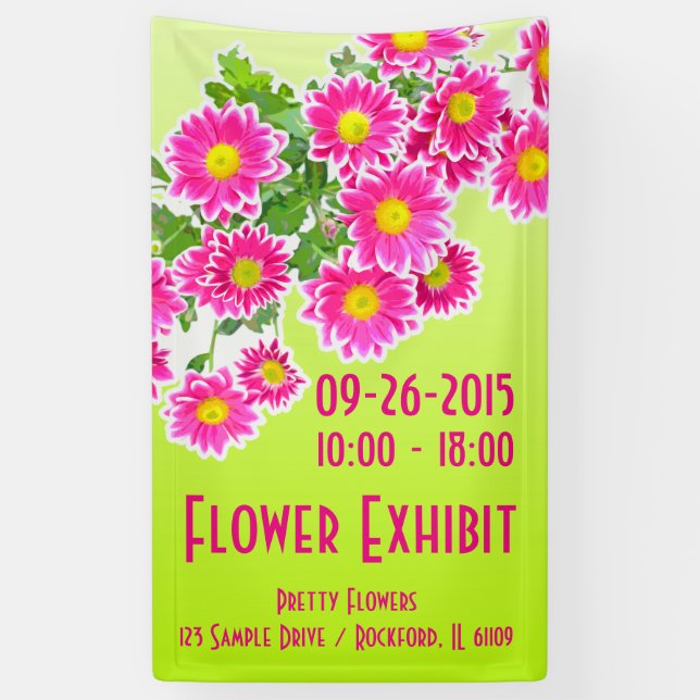 Pink Daisies / Asters Bouquet + Ihre Ideen Banner (Vertikal)