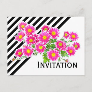 Pink Daisies / Asters Bouquet + Ihre Ideen Einladungspostkarte
