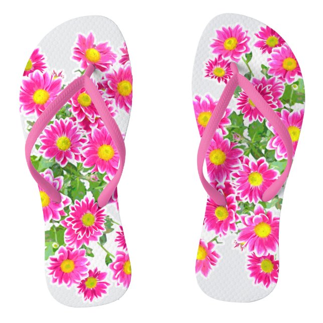 Pink Daisies / Asters Bouquet + Ihre Ideen Flip Flops (Fußbett)