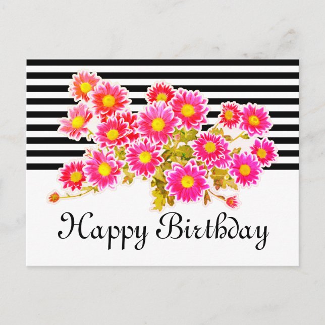 Pink Daisies / Asters Bouquet + Ihre Ideen Postkarte (Vorderseite)