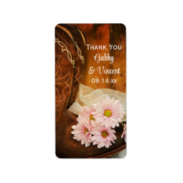 Pink Daisies Boots Western Hochzeit Danke Tag Adressaufkleber