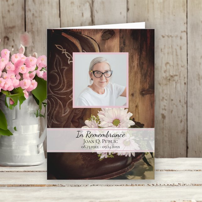 Pink Daisies Cowboy Boots Western Begräbnisdienst Programm (Von Creator hochgeladen)