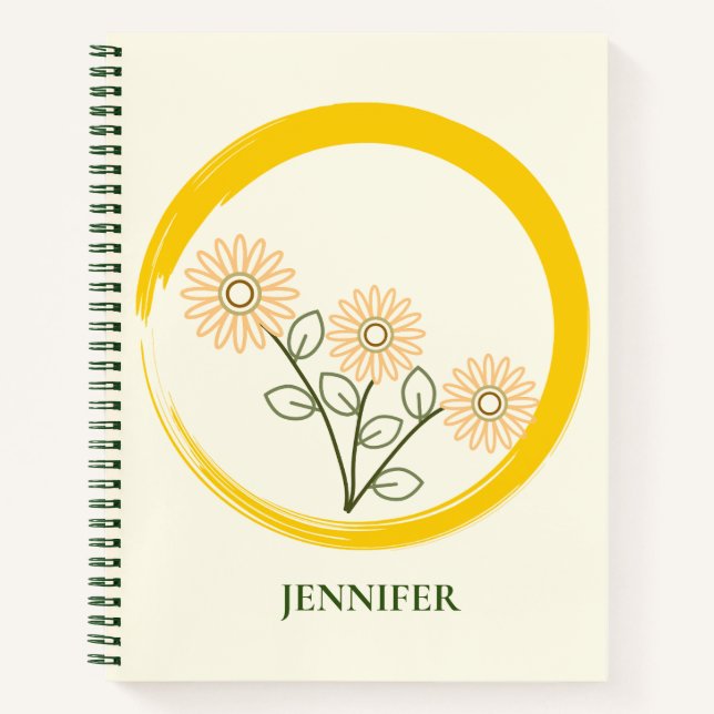 Pink Daisies Custom Minimalistic Spiral Notebook Notizbuch (Vorderseite)