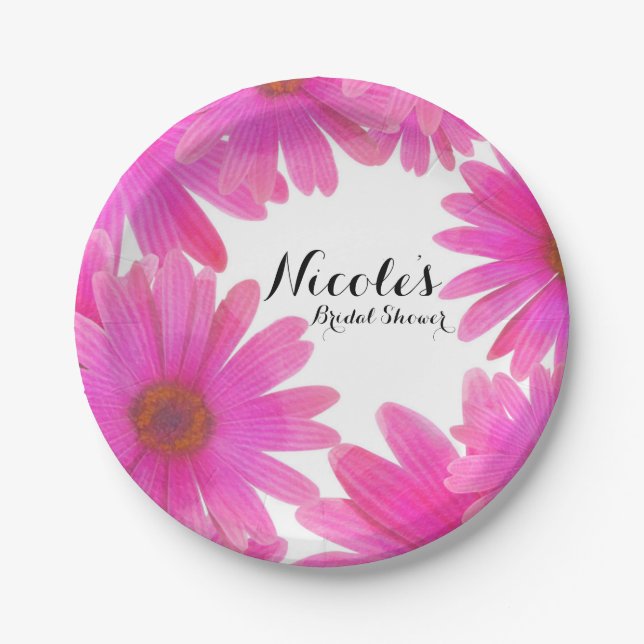 Pink Daisies floral Daisy Elegantes Party Pappteller (Vorderseite)