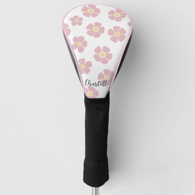 Pink Daisies Ladys Golf Head Cover Golf Headcover (Vorderseite)