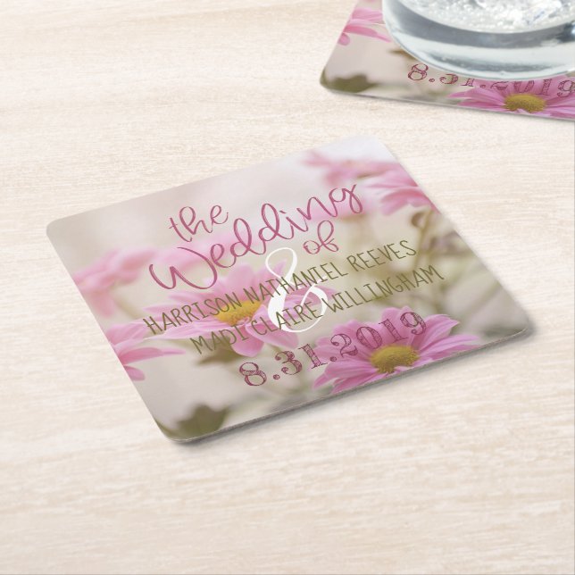 Pink Daisies Paper Untersetzer Set Romantische Blu (angewinkelt)