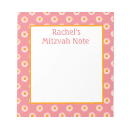 Pink Daisies Retro Mitzvah Note Girls Notepad Notizblock