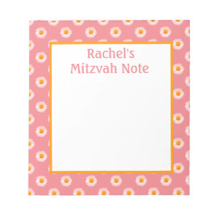 Pink Daisies Retro Mitzvah Note Girls Notepad Notizblock