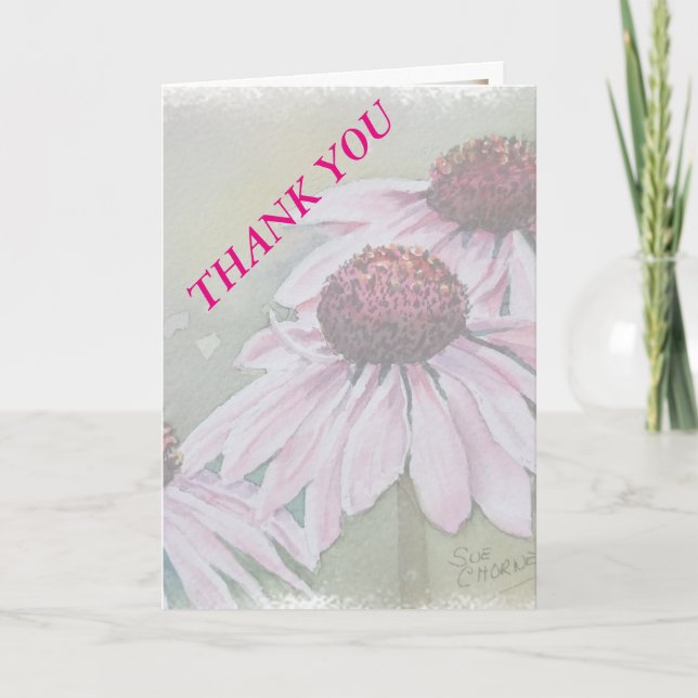 PINK DAISIES WEDD DANKE CARD (Vorderseite)