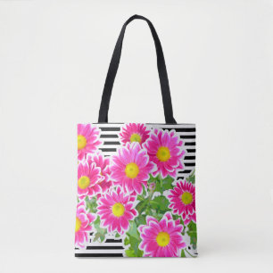 Pink Daisis / Asters Bouquet & schwarze Streifen