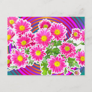 Pink Daisis / Asters Bouquet & Strips + Ihre Idee Postkarte