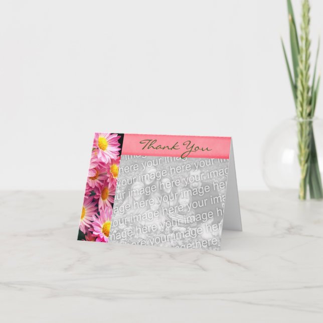 Pink Daisis Vielen Dank, dass Sie Fotokarte Dankeskarte (Vorderseite)