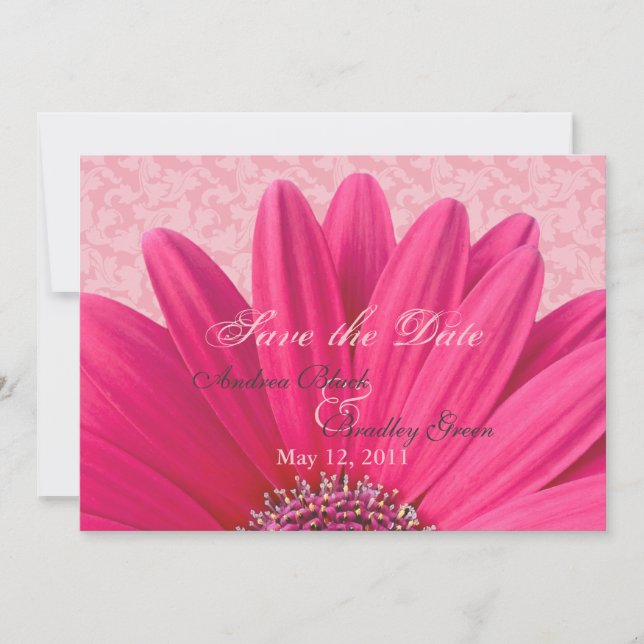 Pink Daisy Ankündigung Datum freihalten Einladung (Vorderseite)