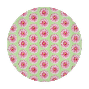 Pink Daisy auf Mint Pastel Kitchen Circle Schneidebrett