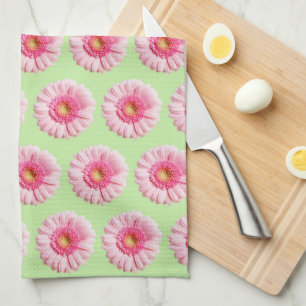 Pink Daisy auf Mint Pastel Küche / Badetuch Geschirrtuch