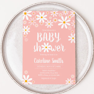 Pink Daisy Baby Dusche Einladung