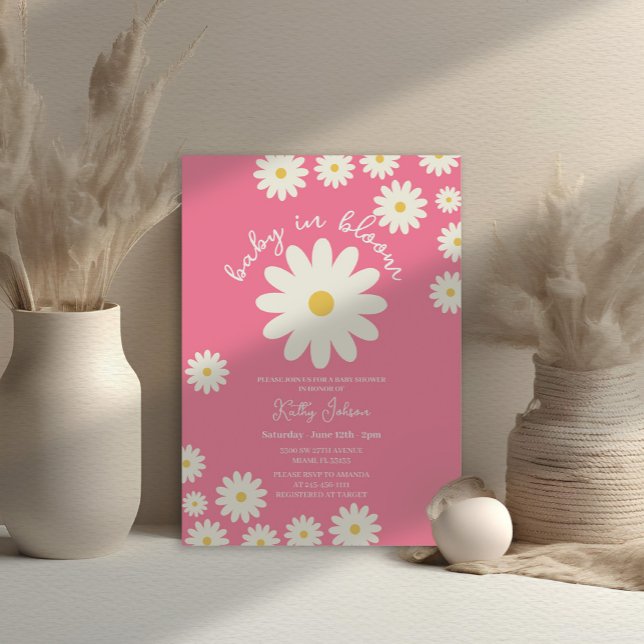 Pink Daisy Baby in Bloom Baby Dusche Einladung (Von Creator hochgeladen)