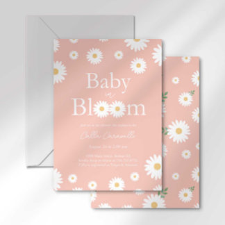 Pink Daisy Baby in Bloom Baby Dusche Einladung