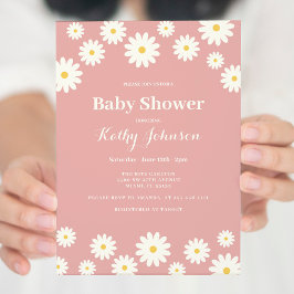 Pink Daisy Baby Shower Girl Einladung