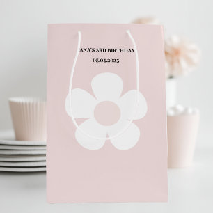 Pink Daisy Birthday - Elegantes Party Mittlere Geschenktüte