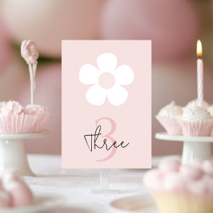 Pink Daisy Birthday - Elegantes Party Tischnummer