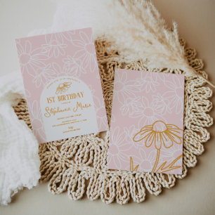 Pink Daisy Birthday Party Einladung