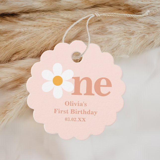 Pink Daisy Birthday Party Geschenkanhänger (Von Creator hochgeladen)