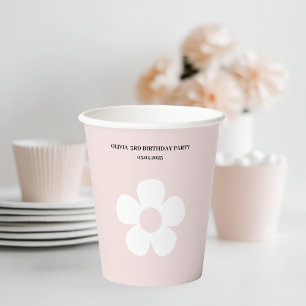 Pink Daisy Birthday Party Pappbecher