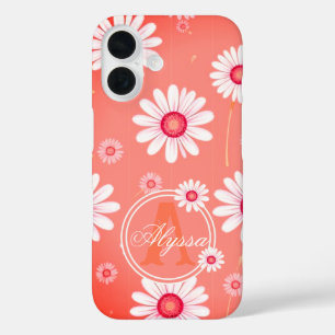 Pink Daisy Blooms: Minimalistisches Muster iPhone 16 Hülle